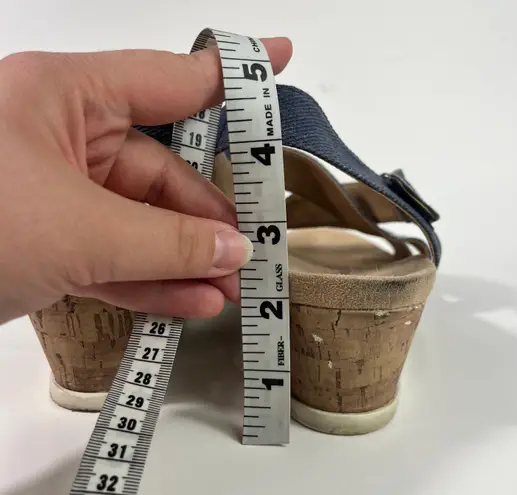 Life Stride Velocity 2.0 Blue Strappy Comfort Cork Wedge Platform Sandals