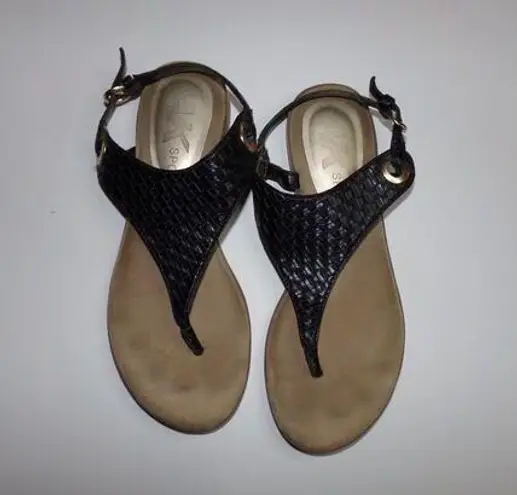 Anne Klein  Sport black thong sandals size 7 gladiator straps