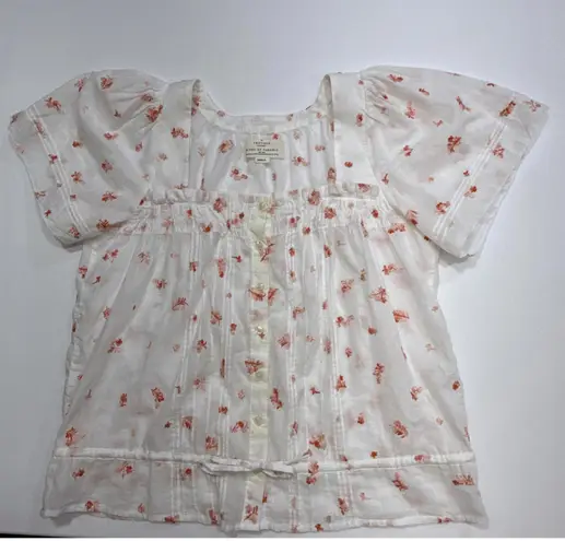 Trovata Birds Of Paradise Cottagecore Coquette Fairy Floral Embroidered Blouse S