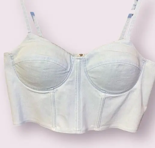 Say What? Say What Light Blue Washed Denim Corset - size medium