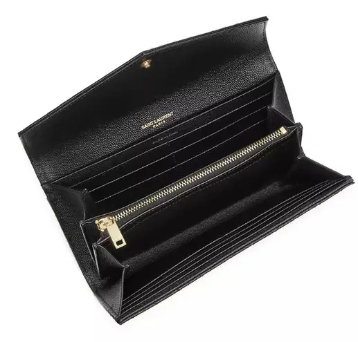 Saint Laurent  Envelope Large Flap Wallet In Grain De Poudre Embossed Leather