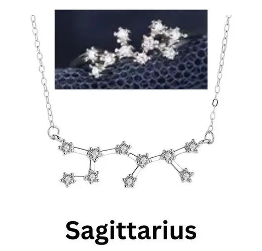 925 Silver Sagittarius Zodiac Necklace & Adjustable Ring