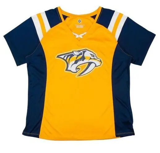 NHL Nashville Predators Women's Yellow Lace Up V