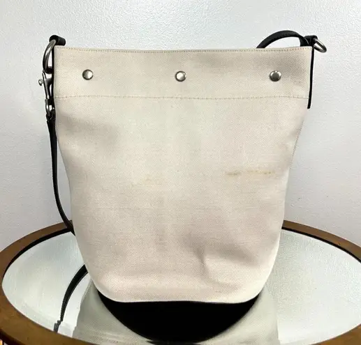 Saint Laurent Rive Gauche Bucket Bag in White Linen