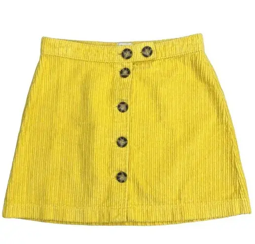 BDG Urban Outfitters Corduroy High-Rise A-Line Mini Skirt Sz Small Yellow