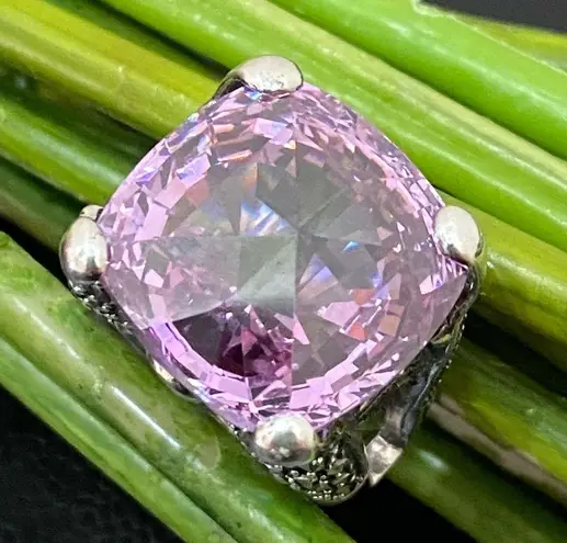 Amethyst Vintage Purple & Marcasite 925 Sterling Silver 16mm Cocktail Ring Sz 8