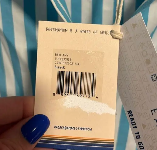 NWT Casa Cabana Bethany Short Stripe Shirt Blue