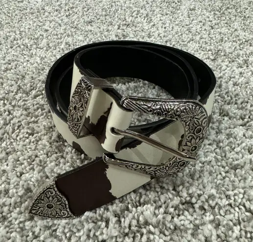 SheIn Brown And White Cow Print Western Belt