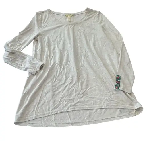 Matilda Jane Narrator Tunic Scoop Neck Long Sleeve Top Shirt Floral Trim Beige