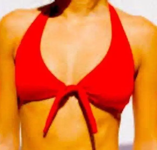 Omkagi NWT  Red Ribbed Tie Front Bikini Top size Large