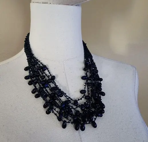 indigo. Beaded Bib Necklace