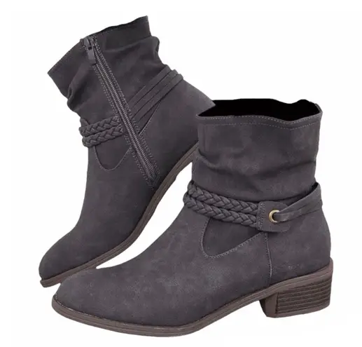 Easy Street Gray Braided Ankle Booties