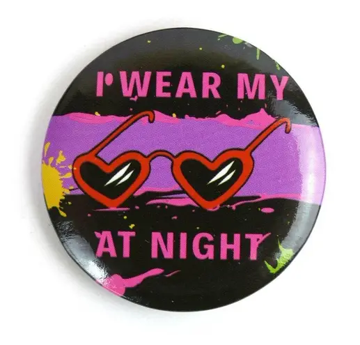 Set of 4 80s Plastic Round 1 1/2" Button Pin Back Slogans Sayings Party Theme