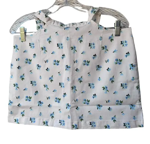 We Wore What cut out mini skirt watercolor ditsy zr5 ivory with blue floral medium