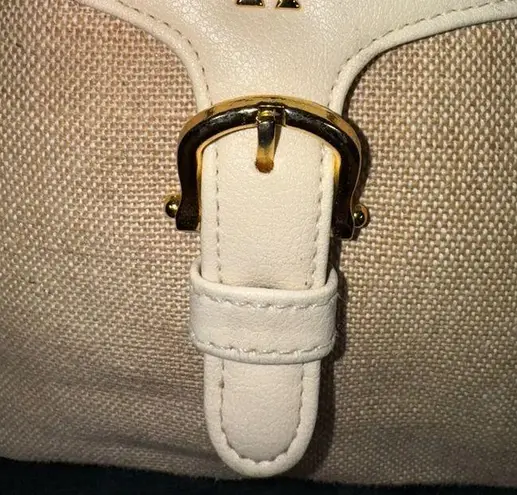 Etienne Aigner Shoulder Bag Cream Tan Jute Vinyl Crossbody Bag Vintage