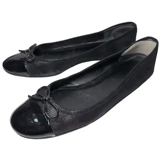 Delman New York Women’s Size 7 Black Metallic Patent Toe Brook Ballet Flats