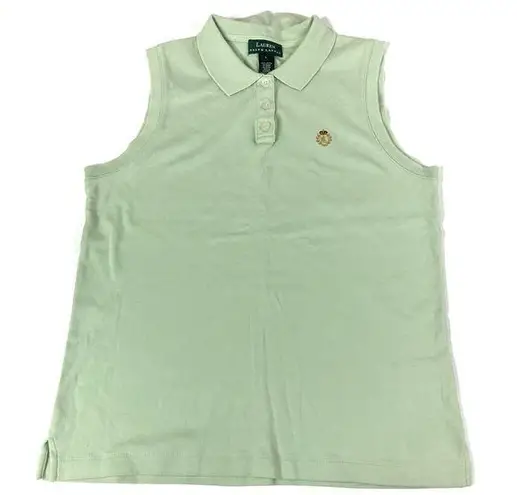 Lauren Ralph Lauren | Green 100% Cotton Sleeveless Polo Shirt Tank Top L Size L