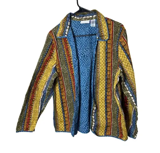 Alfred Dunner Women's Jacket Size 14 Multicolor Striped Geometric Print