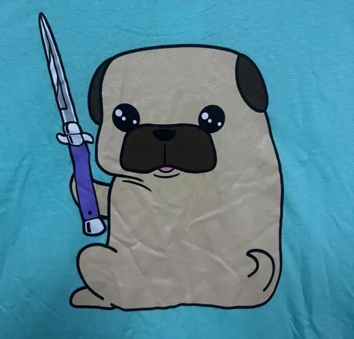 Pug with a switchblade Cute But Dangerous T-shirt size 3XL