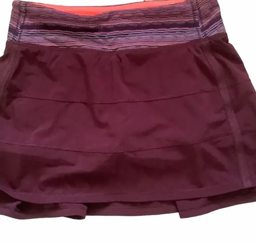 Lululemon  pace rival skirt 4 long bordeaux drama space dye twist build in shorts