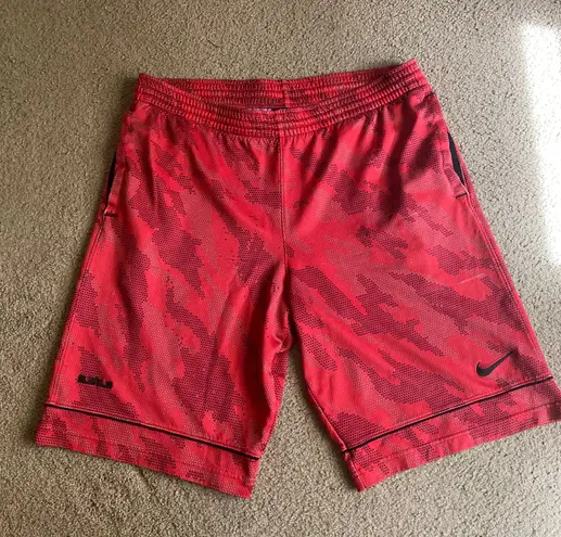 Nike LeBron James Red And Black Camo Athletic Basketball Shorts