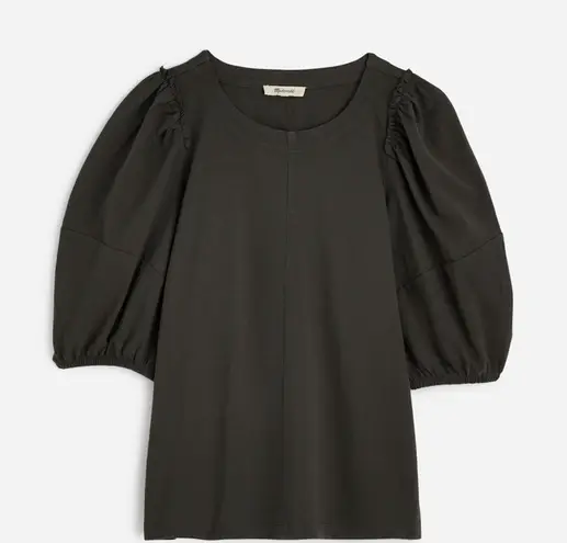 Madewell  Women's Crew Neck Puff-Sleeve Relaxed Tee Dark Green XS X-Small New