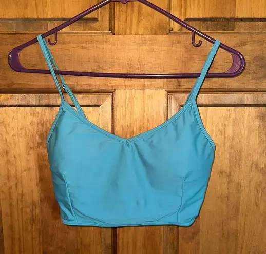 Kortni Jeane swimsuit! Blue green, teal V’d crop top swimmer size small!