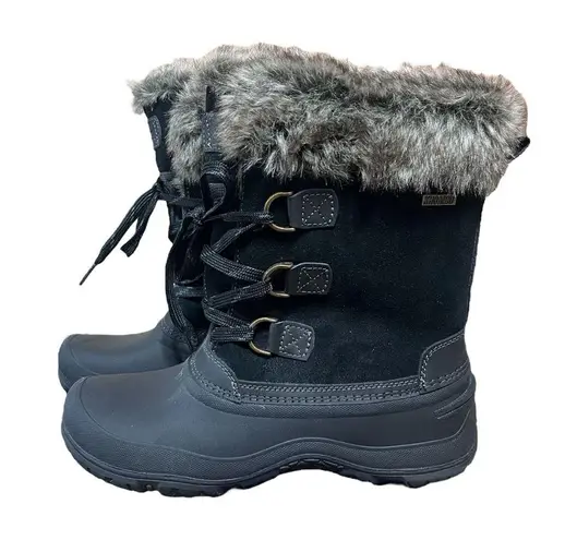 Khombu Slope Winter Boots Women's Ladies Size 11 Waterproof Suede Faux Fur Black