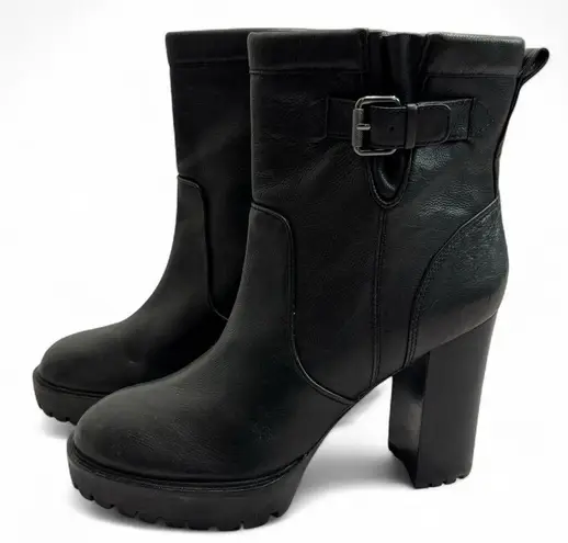 Veronica Beard 's Hannigan Leather Buckle Heeled Ankle Booties Size 9.5 Black