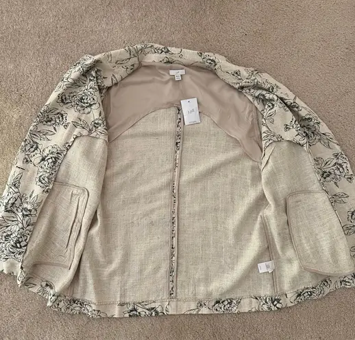 J.Jill New  Women's Beige Floral Jacket, Sz S.