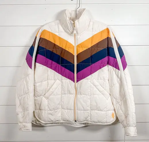 NEW FP Movement x Hatch Printed Puffer Jacket Ivory Chevron Size XS MSRP $248 Purple