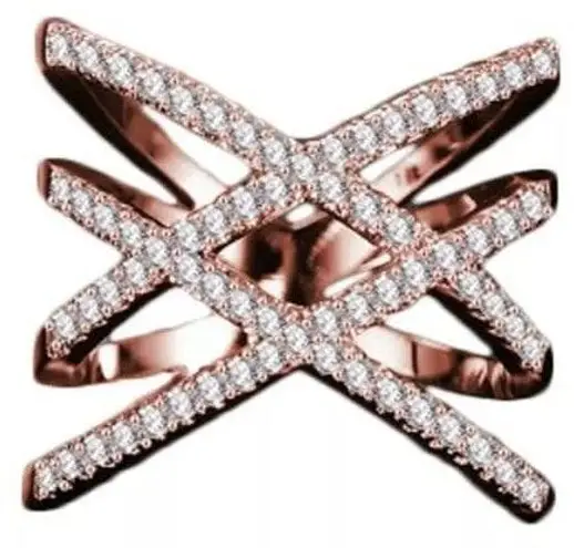 Rose Gold Double Criss Cross X Ring