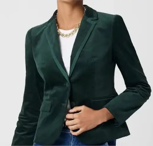 J Crew Parke Blazer Velvet Forest Green J8979 Women’s Size 0 CHRISTMAS