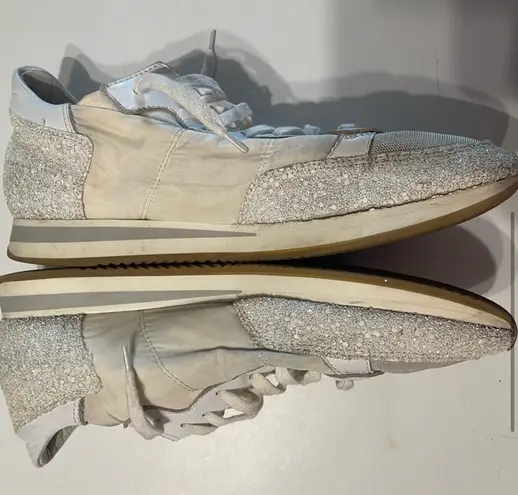 Philippe Model Paris White Glitter Women’s 10 TRPX Low Top Sneakers