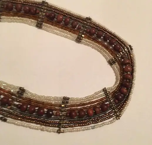 Nice Women’s Hand Crafted Beaded Costume Jewelry Necklace Brown / Neutral Tones
