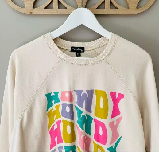 Originality 'Howdy' Pullover Sweatshirt Cream Sz XS