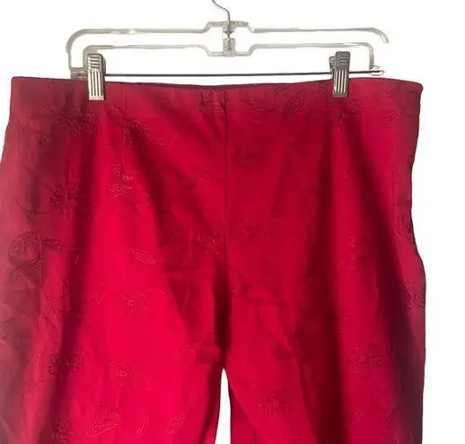 David Paul Vintage Women's Size 16 Red Floral Whimsygoth Embroidered Crop Pants