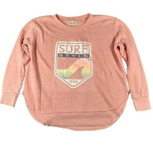 Surf Style Vintage Sweatshirt Womens S Crewneck Rainbow Wave Graphic Pullover