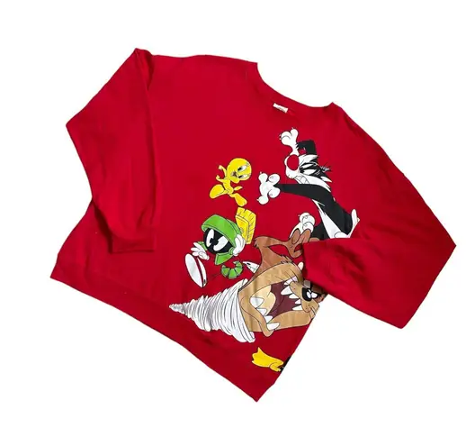 Looney Tunes Vintage Y2k characters red crewneck sweater