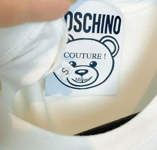 Moschino Authentic Safety Pin Unisex White Teddy Bear Tshirts