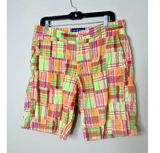 Cape Madras Bermuda Shorts Womens 12 Madras Plaid Patchwork Preppy Golf Casual Pink