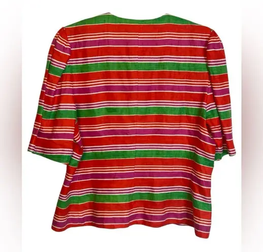 80s Rickie Freeman for Teri Jon 100% Linen Button Down Blouse size 16 vintage Red