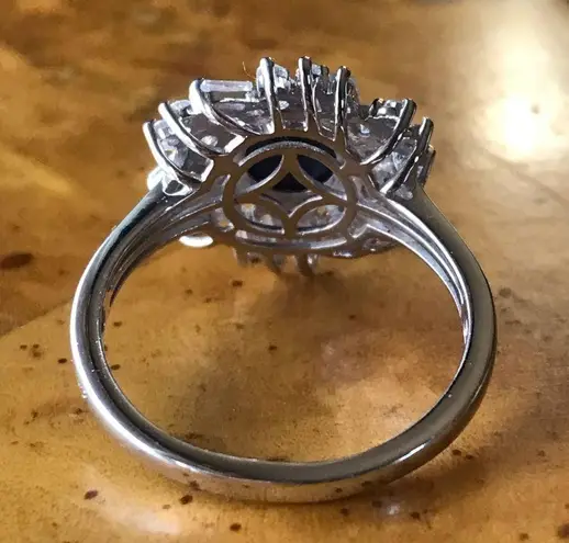 Natural Star Sapphire Moissanite Sterling Silver Ring