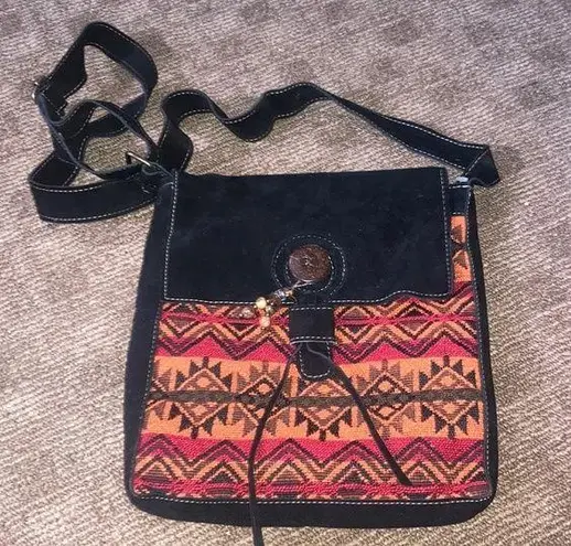 Black Red and Orange Aztec Ecuador Crossbody Purse
