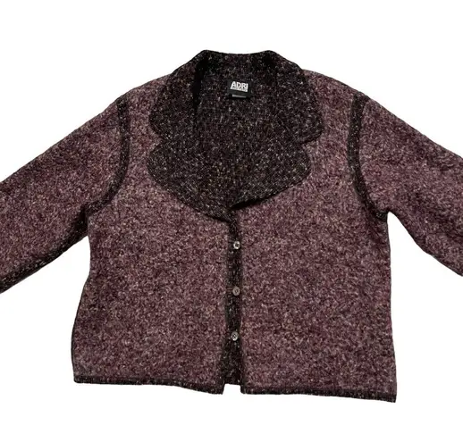 Adri New York Boucle Wool Blend Sweater Cardigan Size L