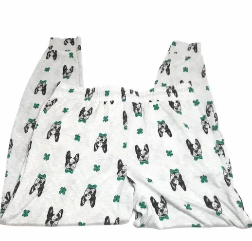 Jaclyn Smith Jaclyn Intimates Shamrock and Bulldog Pajama Pants Gray Size Small