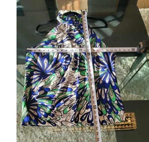 New York And Company Multicolor Cold Shoulder Mock Neck Top Blouse Size Large