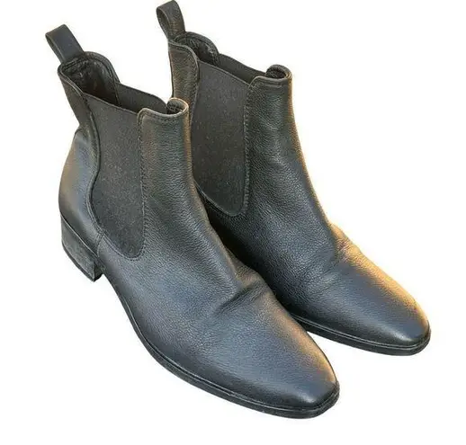 Frank & Oak Black Leather Slip On Chelsea Ankle Boots Booties Women size 8