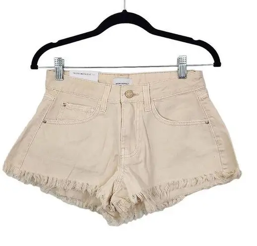 We Wore What Cream Denim Cut Off Shorts NWT Size 24 Natural Revolve jean shorts