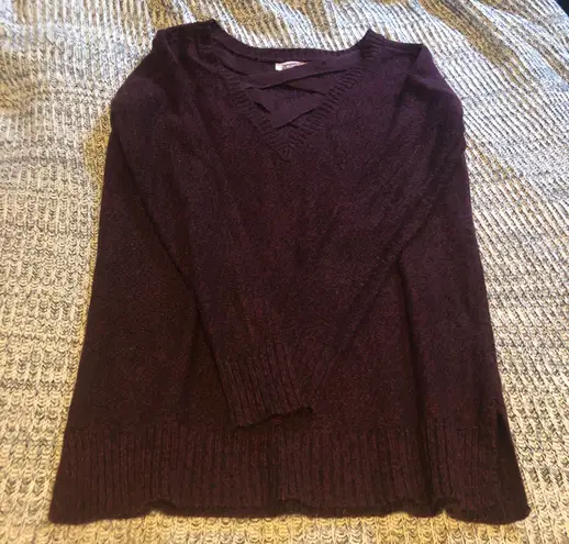 Arizona Jean Company Burgundy Criss Cross Sweater